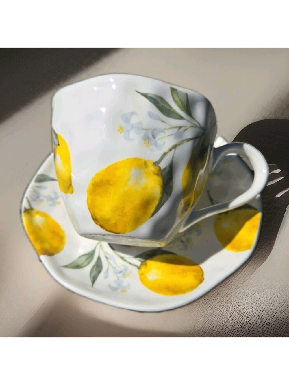 Grace's Teaware "Lemon Garden" Fine Porcelain Tea Cup & Saucer Dishwasher Safe